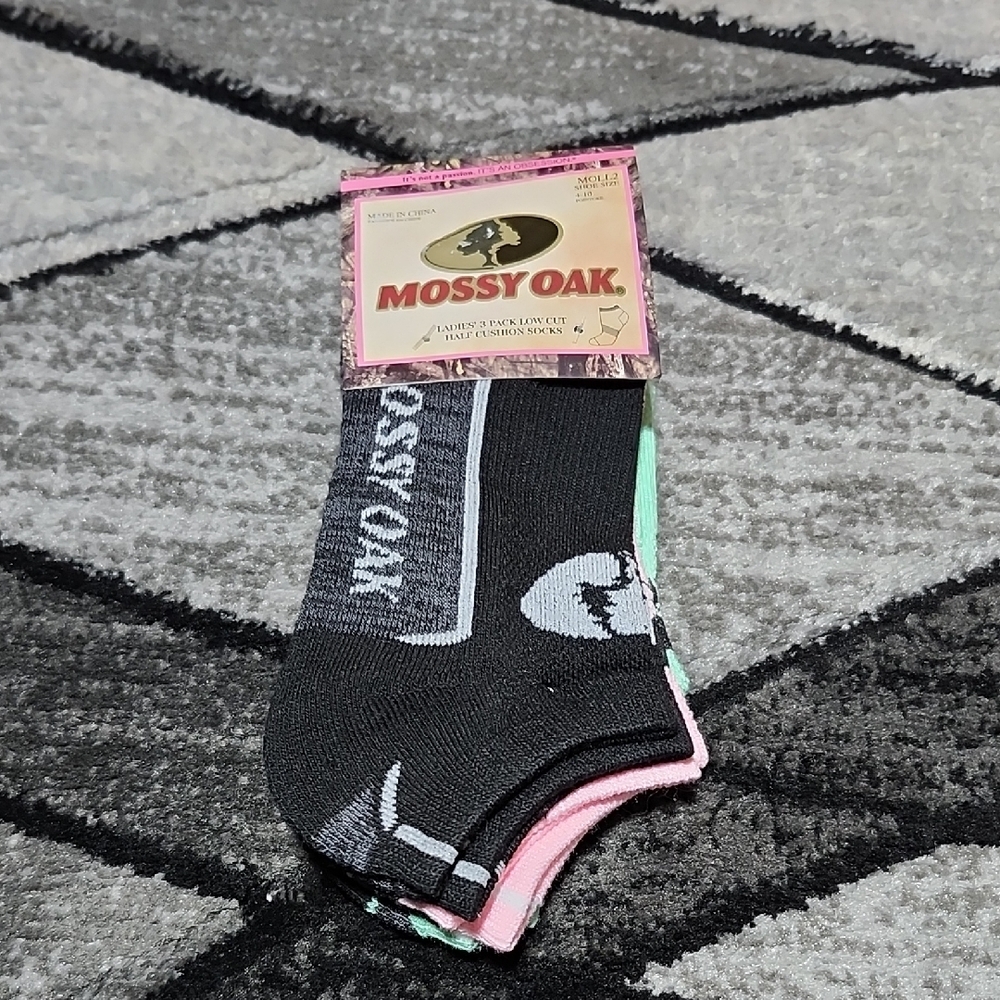 MOSSY OAK 3-PACK ARCH-SUPPORT LOW-CUT BOTTOM CUSHION SOCKS